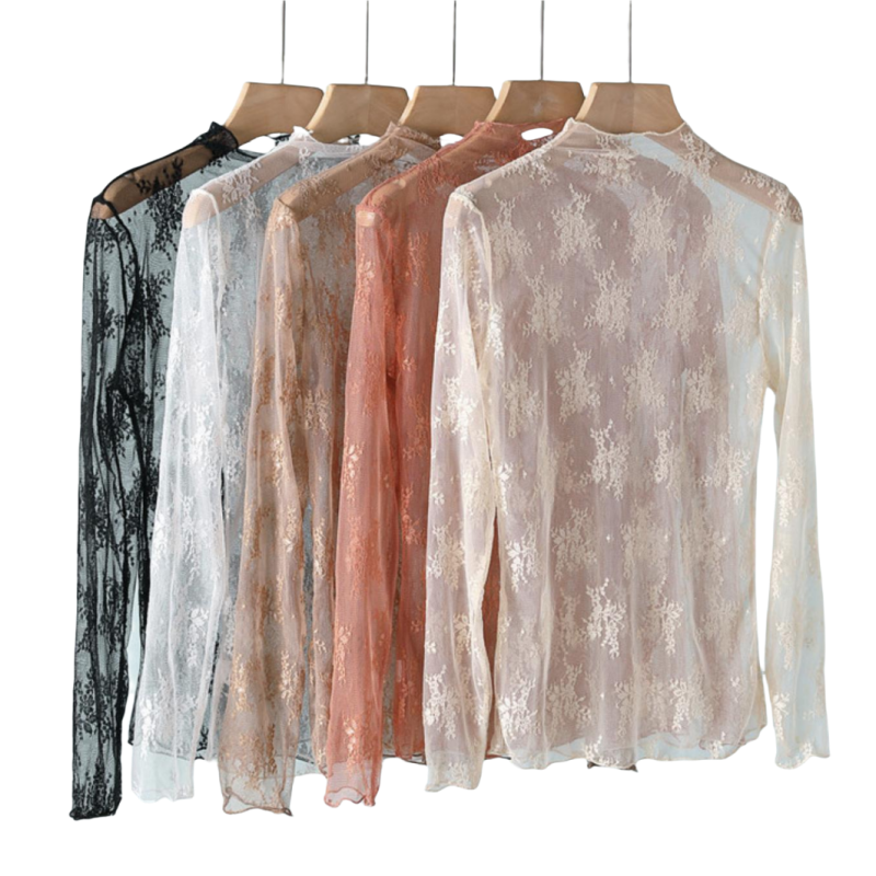 Turtleneck Knit 90S - JIAYAN Spring New Lace Blouse Basic