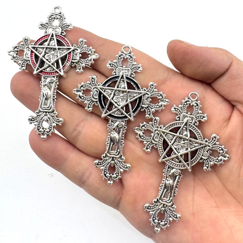 Vintage Fashion Nova - 2pcs 30x15mm Gothic Big Cross Star
