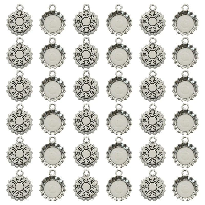 Vintage Fashion Nova - 15PCS Antique Silver Plated Beer Cap