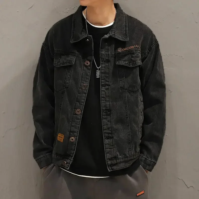 Denim Jackets Man Wide Shoulde - Patchwork Jean Jacket reseña y precio
