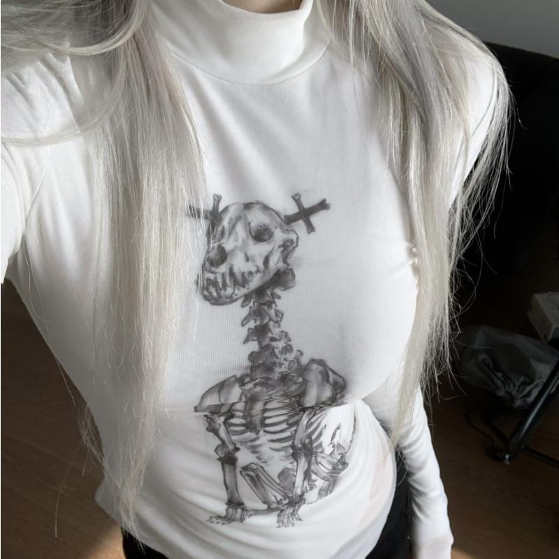 Skull Gothic slim Turtleneck s - Turtleneck Knit 90S reseña y precio