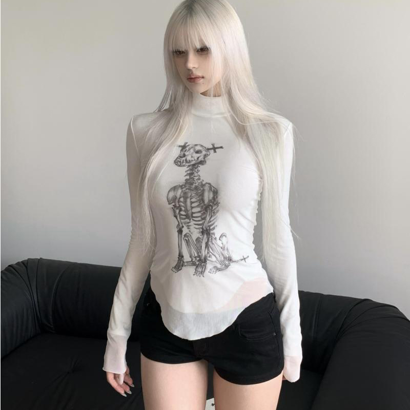 Skull Gothic slim Turtleneck s - Turtleneck Knit 90S reseña y precio