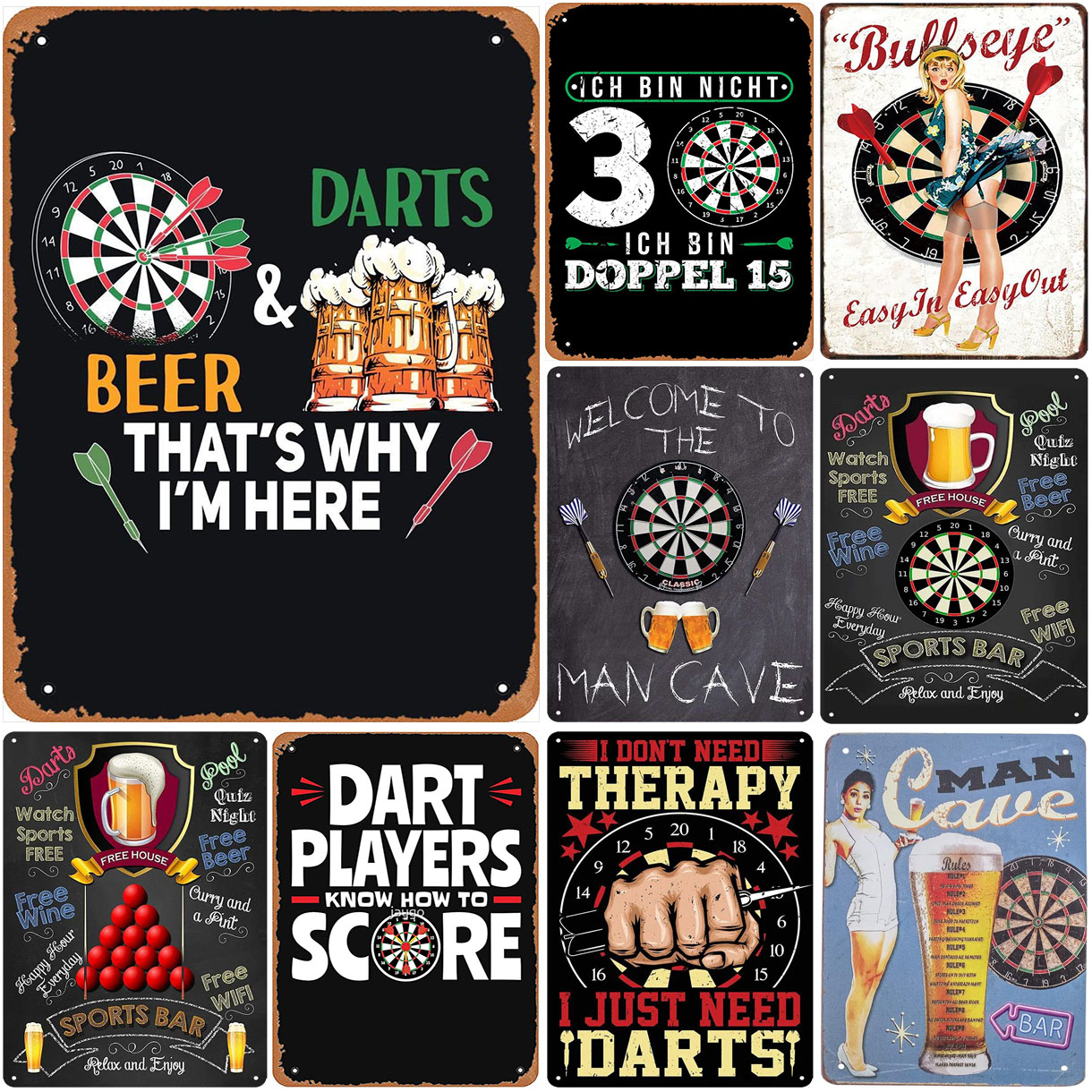 Vintage Darts & Beer Tin Sign, - Vintage Fashion Plates reseña y precio
