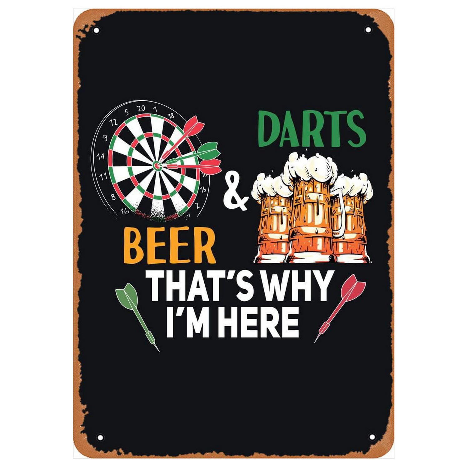Vintage Darts & Beer Tin Sign, - Vintage Fashion Plates reseña y precio