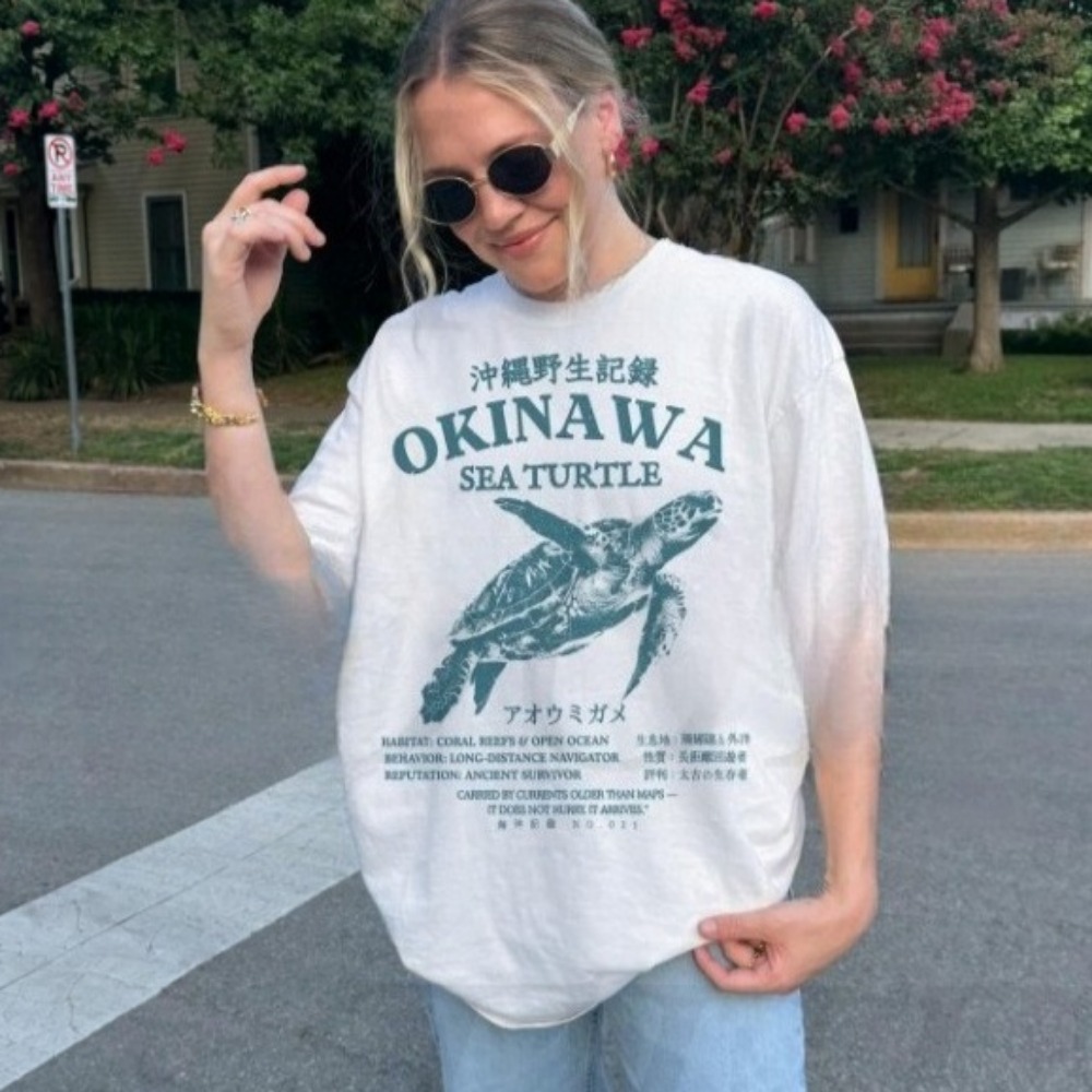 Okinawa Sea Turtle Shirt Japan - Turtleneck Knit 90S reseña y precio