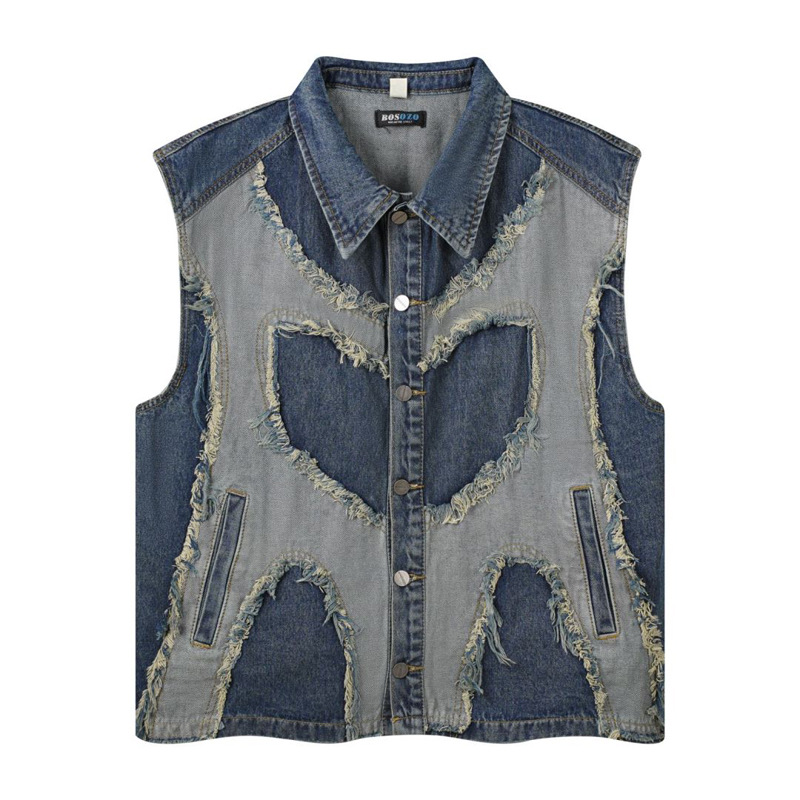 European and American mens Lap - Patchwork Jean Jacket reseña y precio