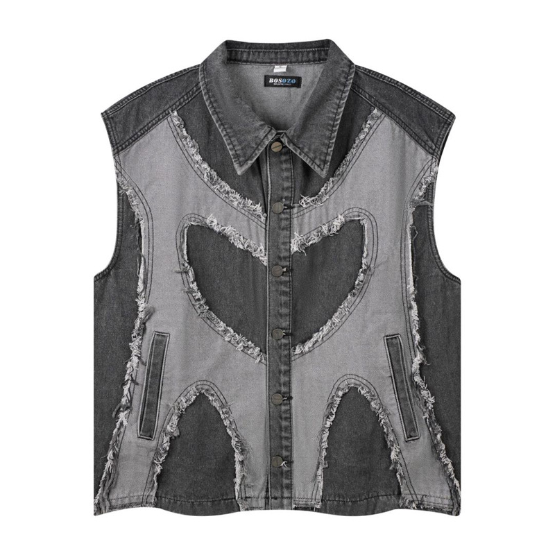 European and American mens Lap - Patchwork Jean Jacket reseña y precio