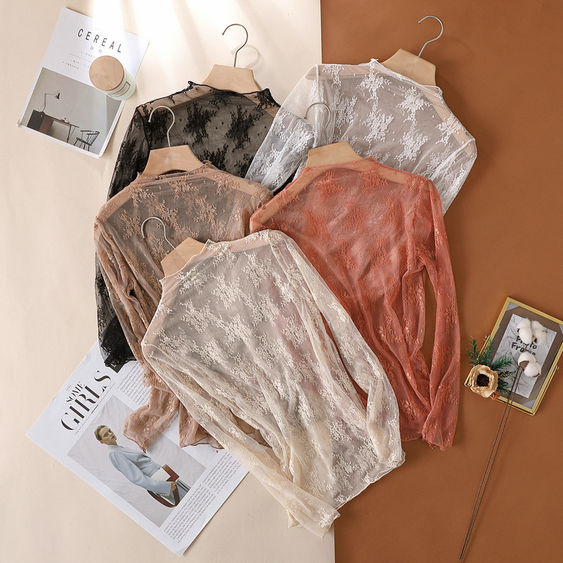 JIAYAN Spring New Lace Blouse  - Turtleneck Knit 90S reseña y precio