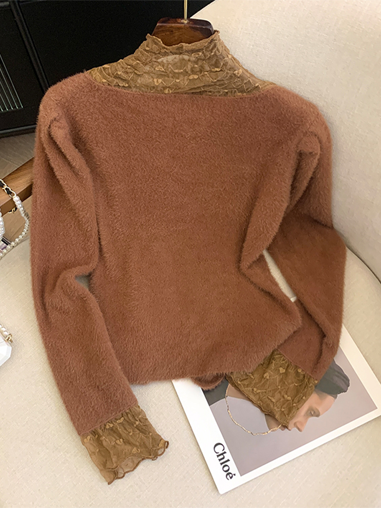 Women's Coffee Pullover Turtle - Turtleneck Knit 90S reseña y precio