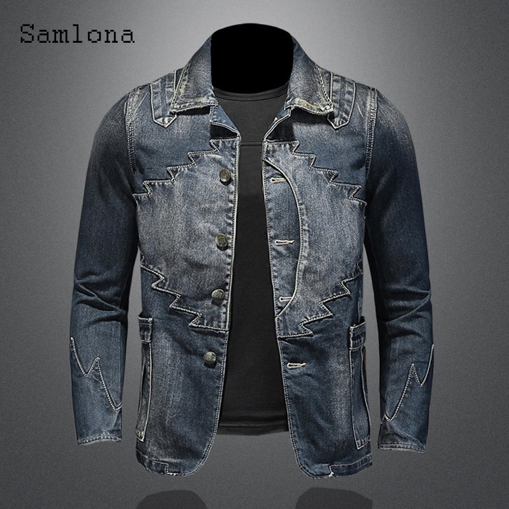 2025 Single Breasted Mens Deni - Patchwork Jean Jacket reseña y precio