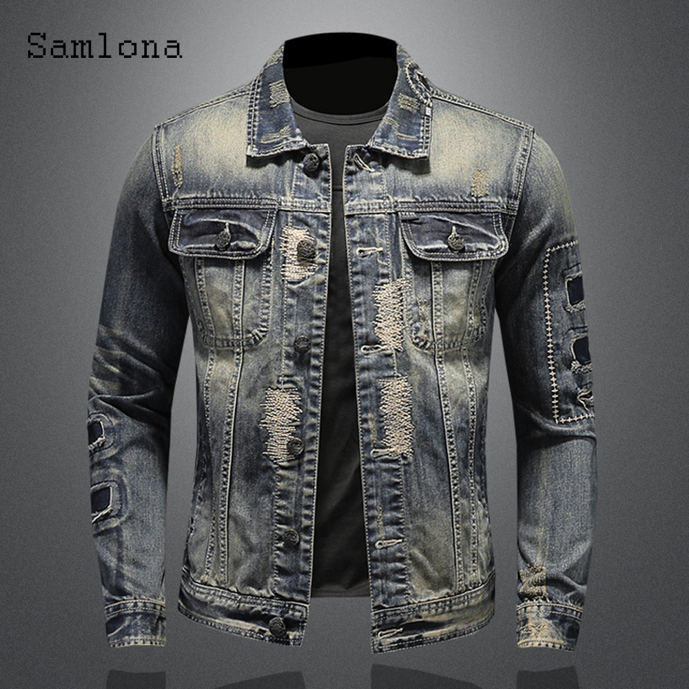 2025 Single Breasted Mens Deni - Patchwork Jean Jacket reseña y precio