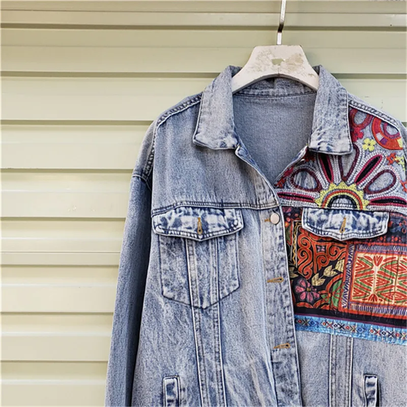 Bohemia Embroidery Splicing Bi - Patchwork Jean Jacket reseña y precio