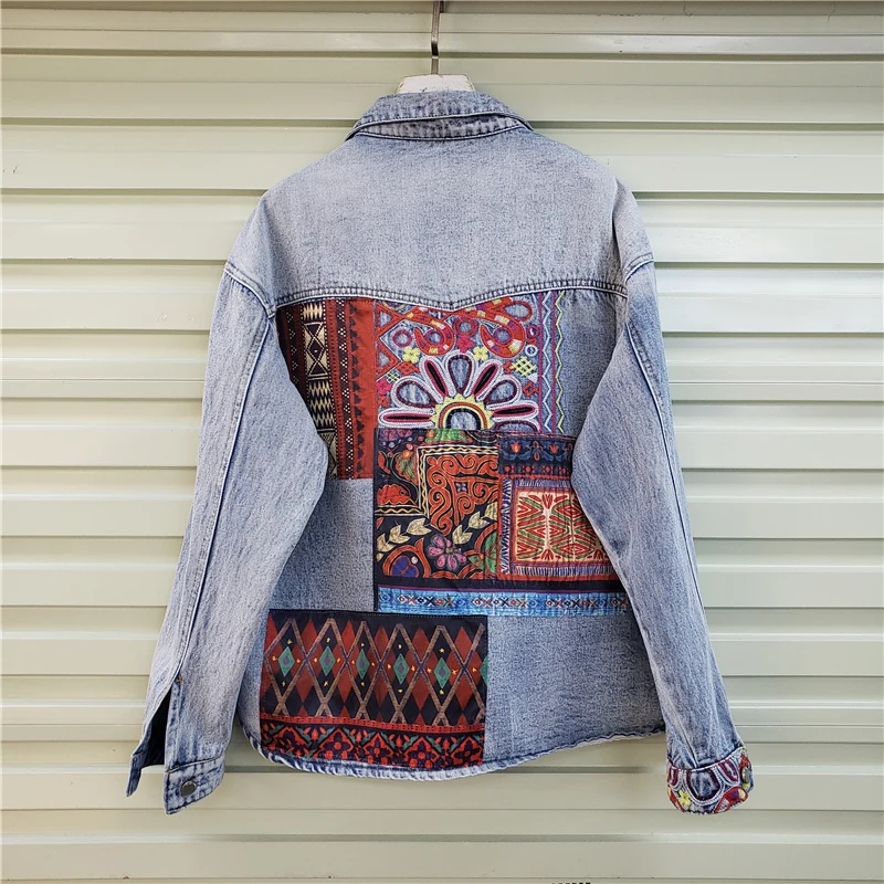 Bohemia Embroidery Splicing Bi - Patchwork Jean Jacket reseña y precio