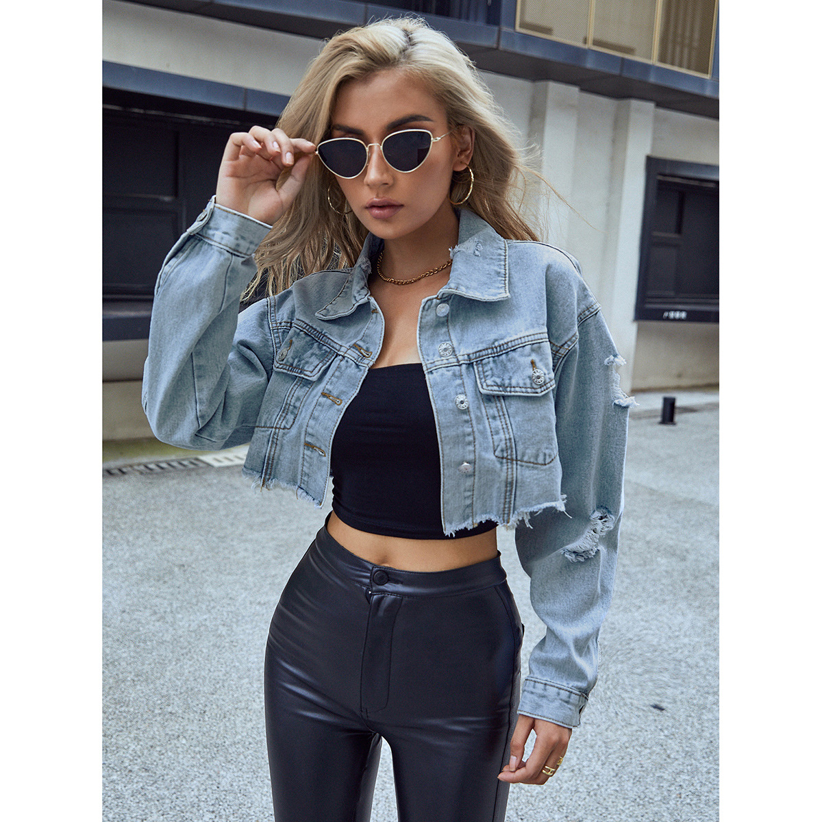 Women Denim Coats Solid Short  - Patchwork Jean Jacket reseña y precio