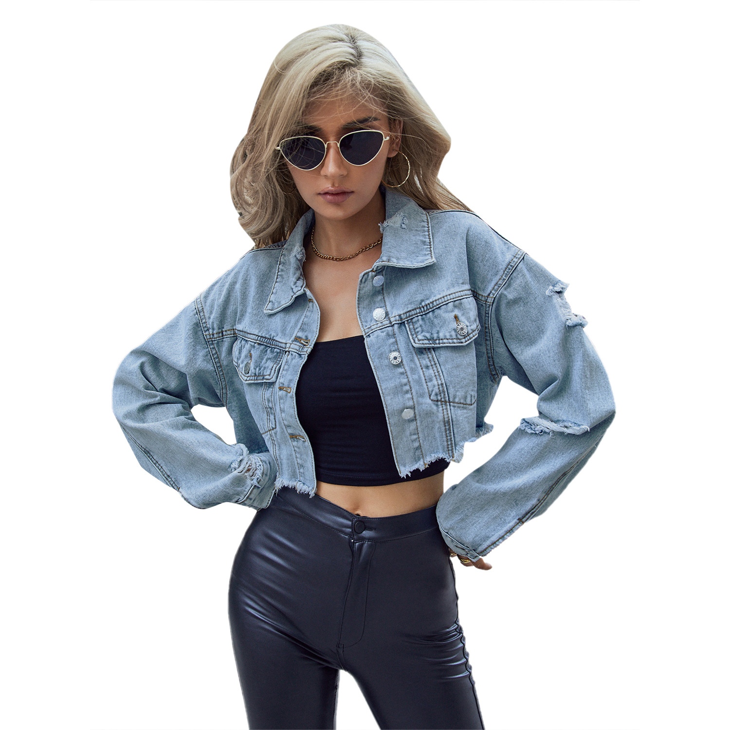 Women Denim Coats Solid Short  - Patchwork Jean Jacket reseña y precio