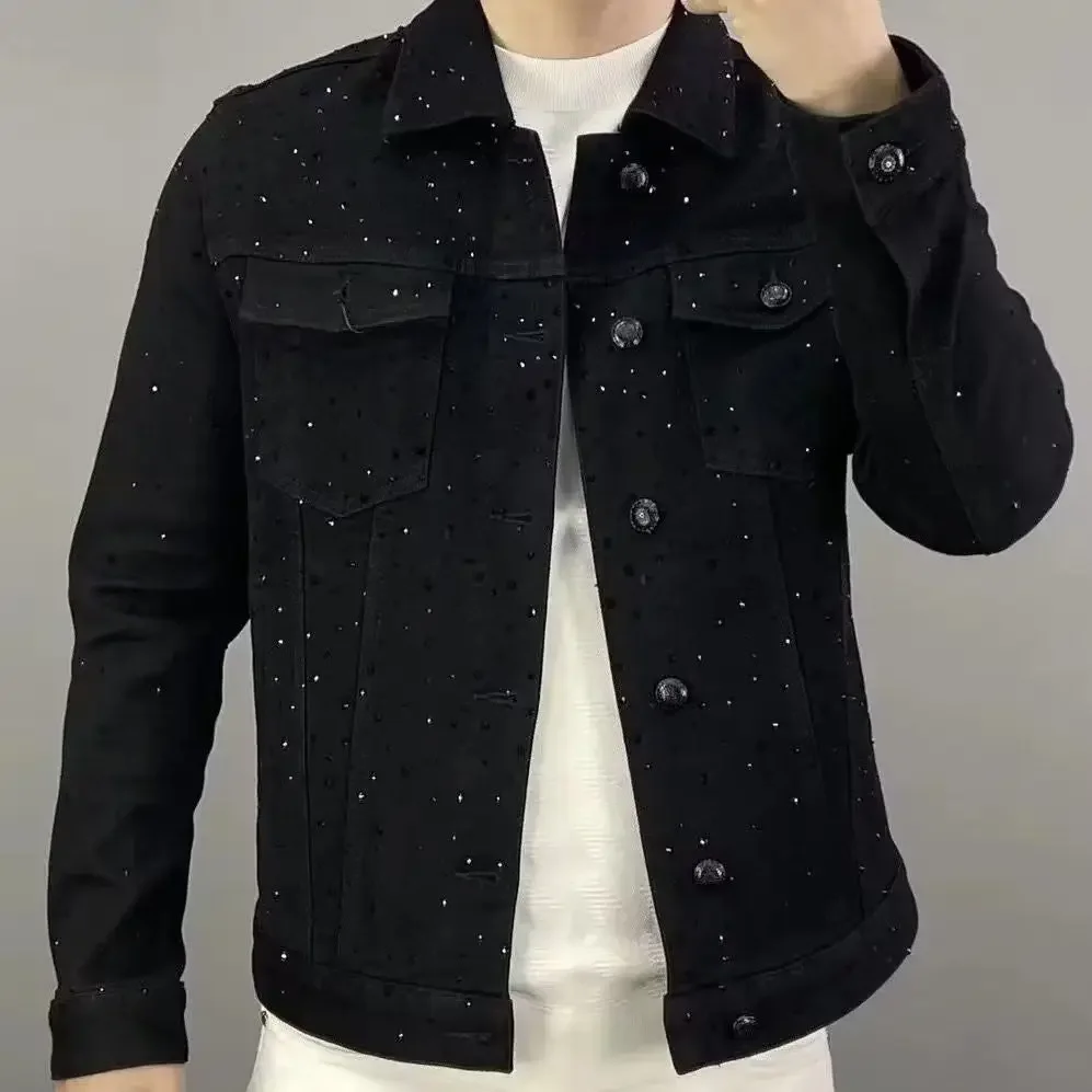 Jeans Coat for Men Button Casu - Patchwork Jean Jacket reseña y precio