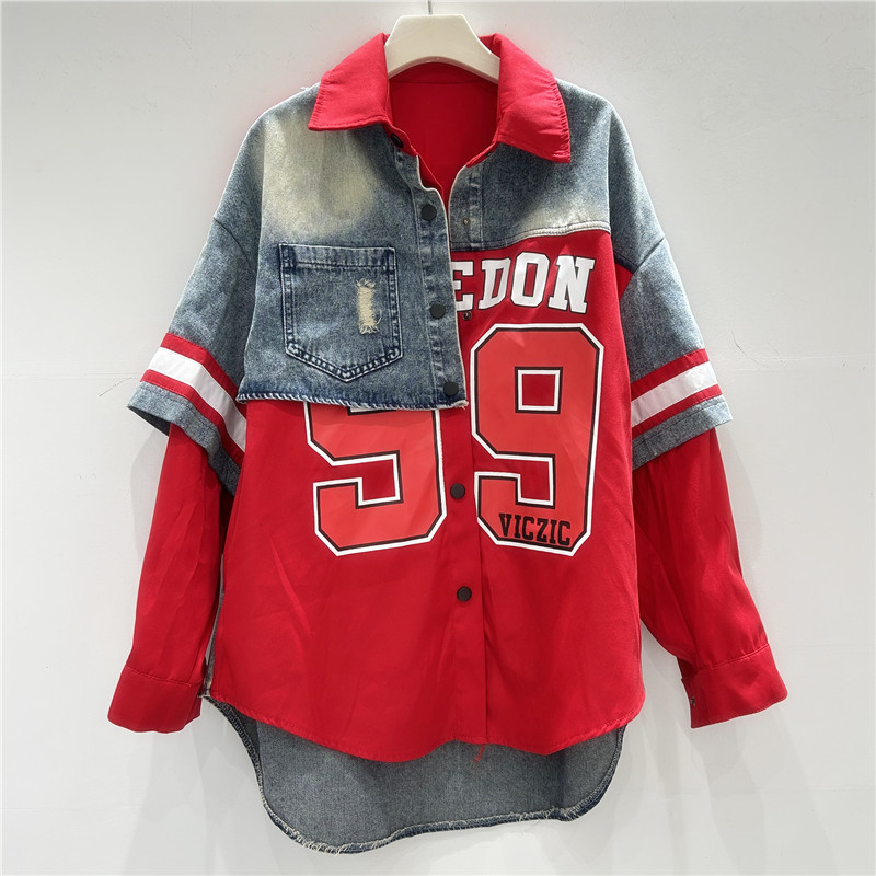 Retro Woman Denim Patchwork Sh - Patchwork Jean Jacket reseña y precio