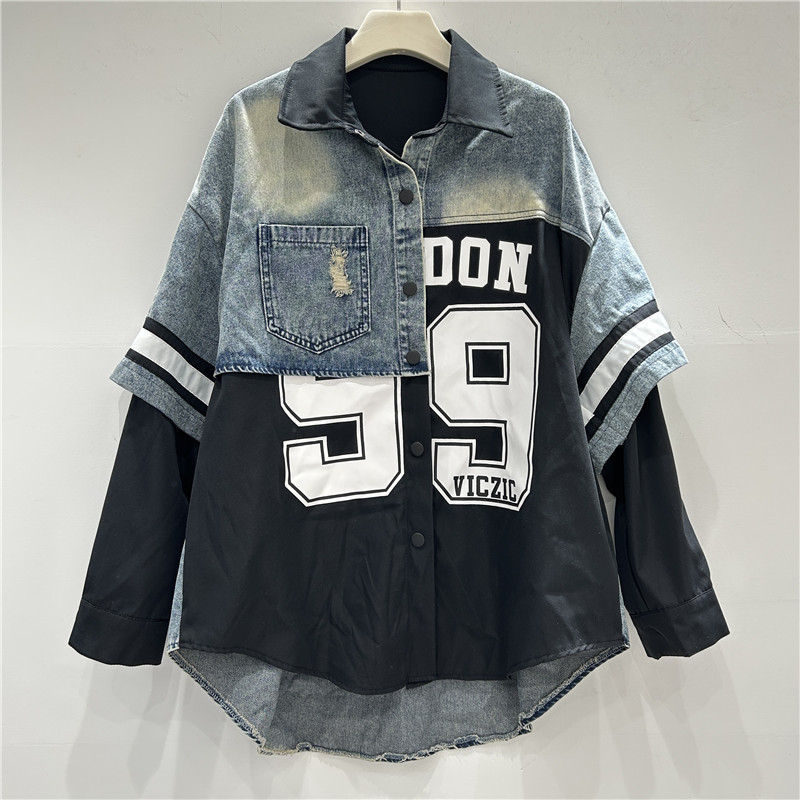 Retro Woman Denim Patchwork Sh - Patchwork Jean Jacket reseña y precio