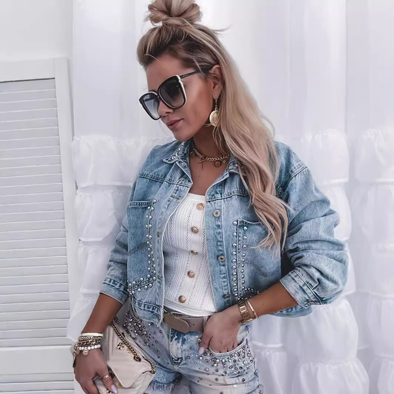 Women Denim Coat Jacket Short  - Patchwork Jean Jacket reseña y precio