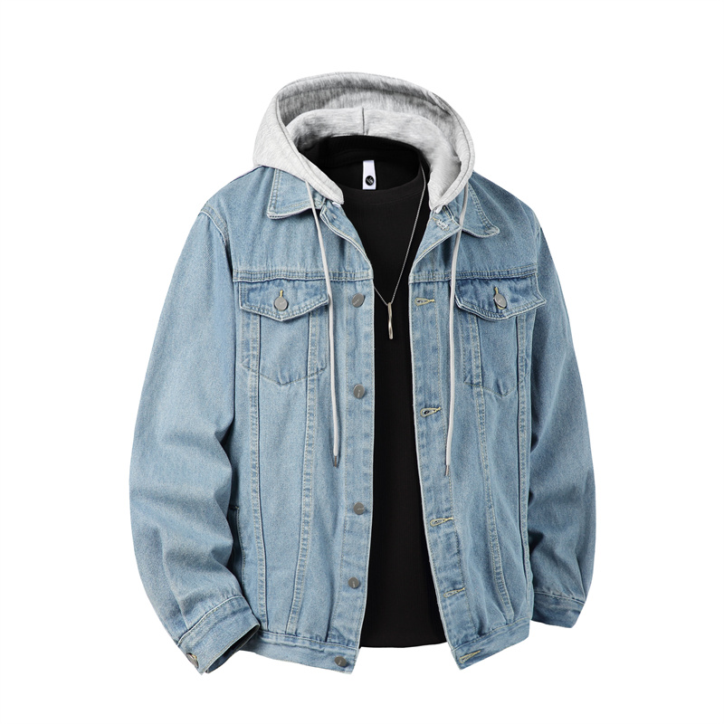 Men Hooded Denim Jacket Men St - Patchwork Jean Jacket reseña y precio