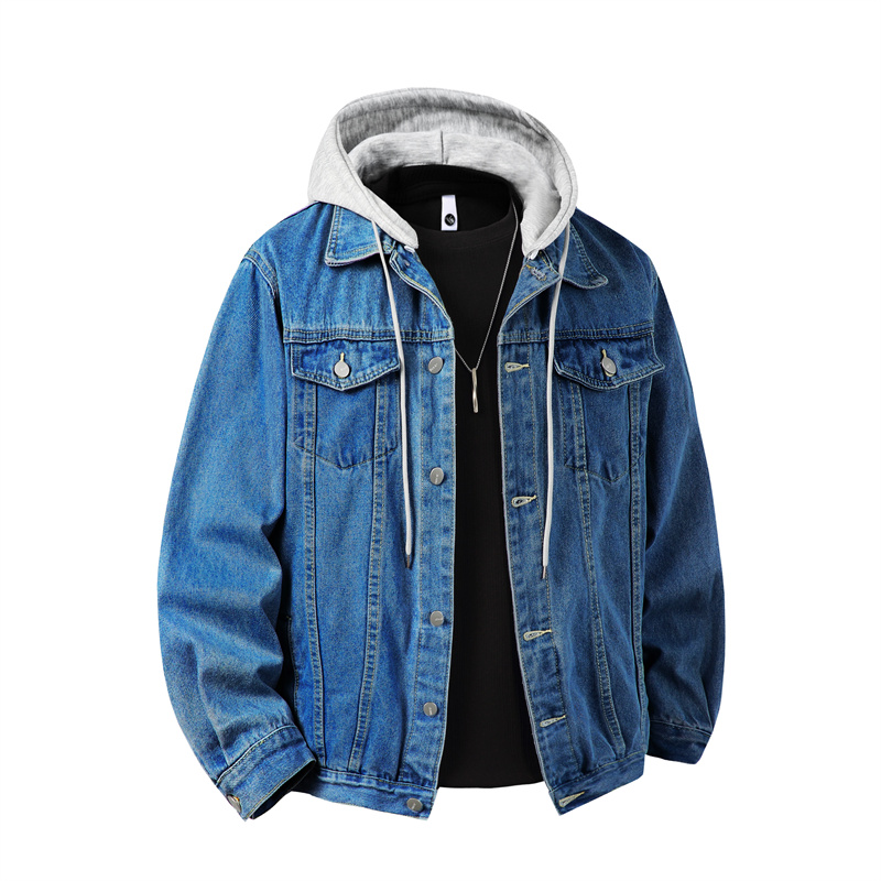 Men Hooded Denim Jacket Men St - Patchwork Jean Jacket reseña y precio
